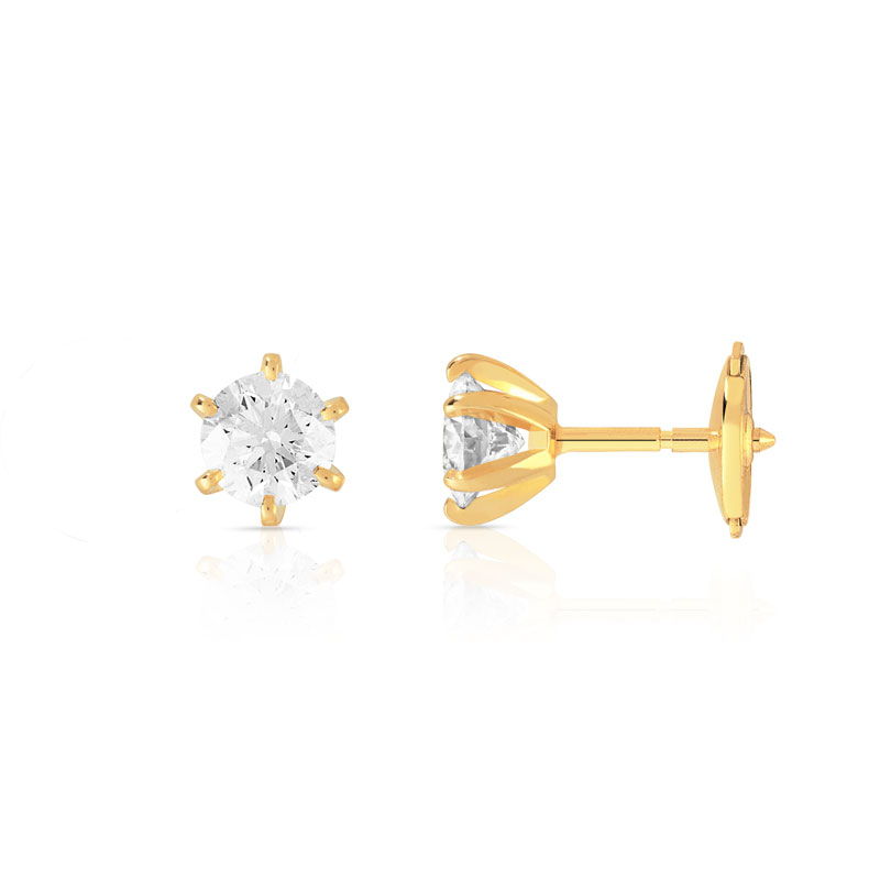 Boucles d'oreilles or 750 jaune diamant - vue D1