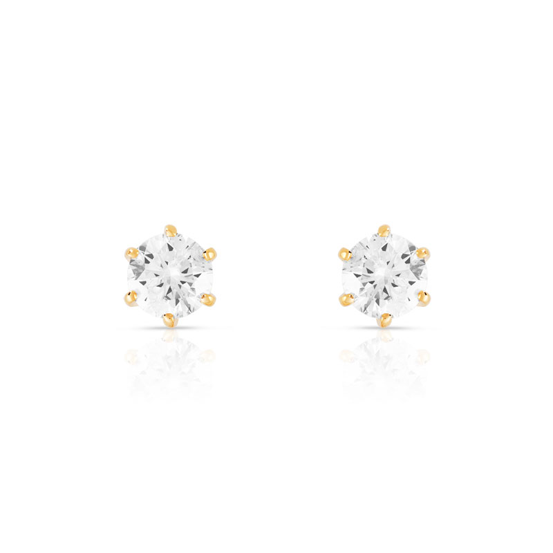 Boucles d'oreilles or 750 jaune diamant