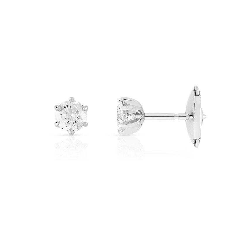 Boucles d'oreilles or 750 blanc diamant H/P1 - vue D1