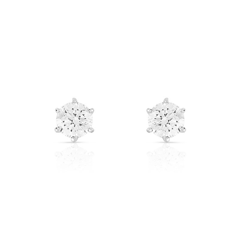 Boucles d'oreilles or 750 blanc diamant