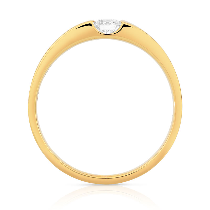 Bague solitaire or 750 jaune diamant 20/100e de carat - vue 2