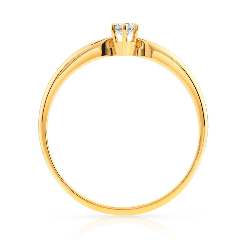 Bague solitaire or 750 diamant 10/100e de carat - vue 2