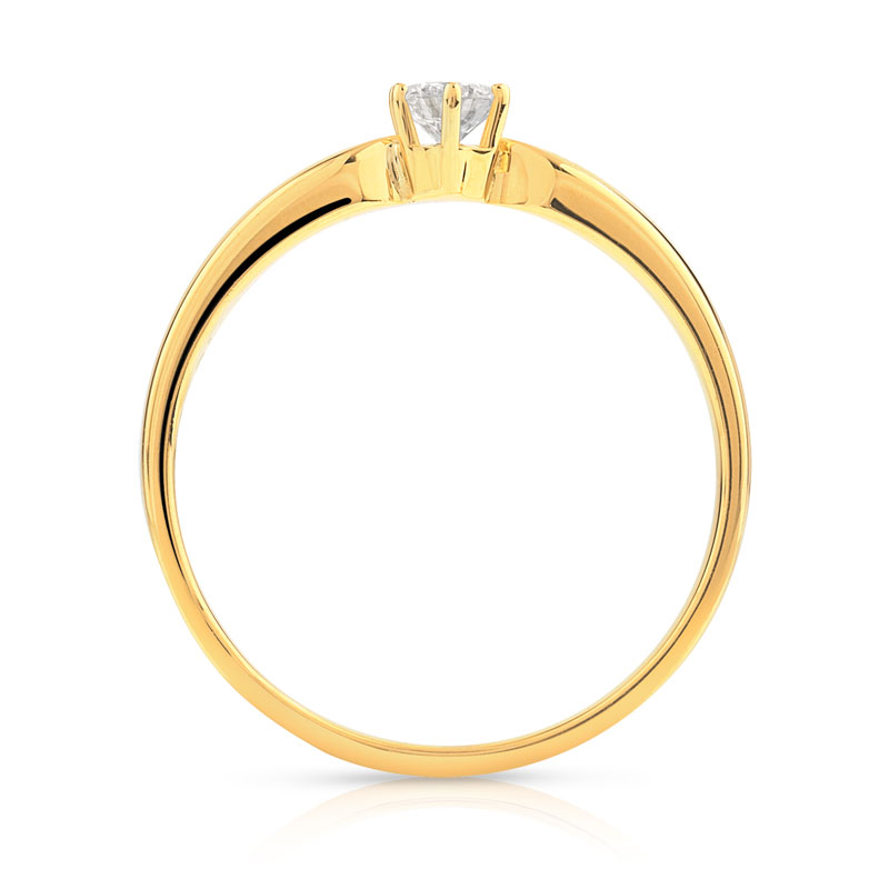 Bague solitaire or 750 jaune diamant 15/100e de carat - vue 2