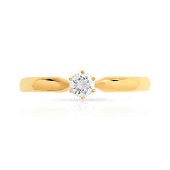 Bague solitaire or 750 jaune diamant 15/100e de carat