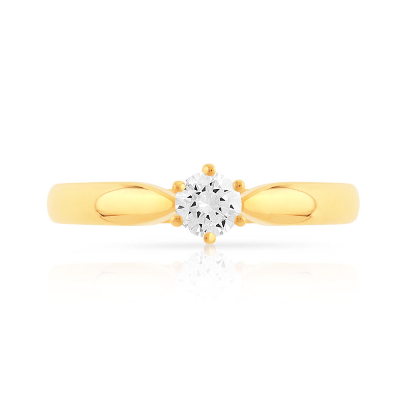 Bague solitaire or 750 jaune diamant 20/100e de carat - vue 3