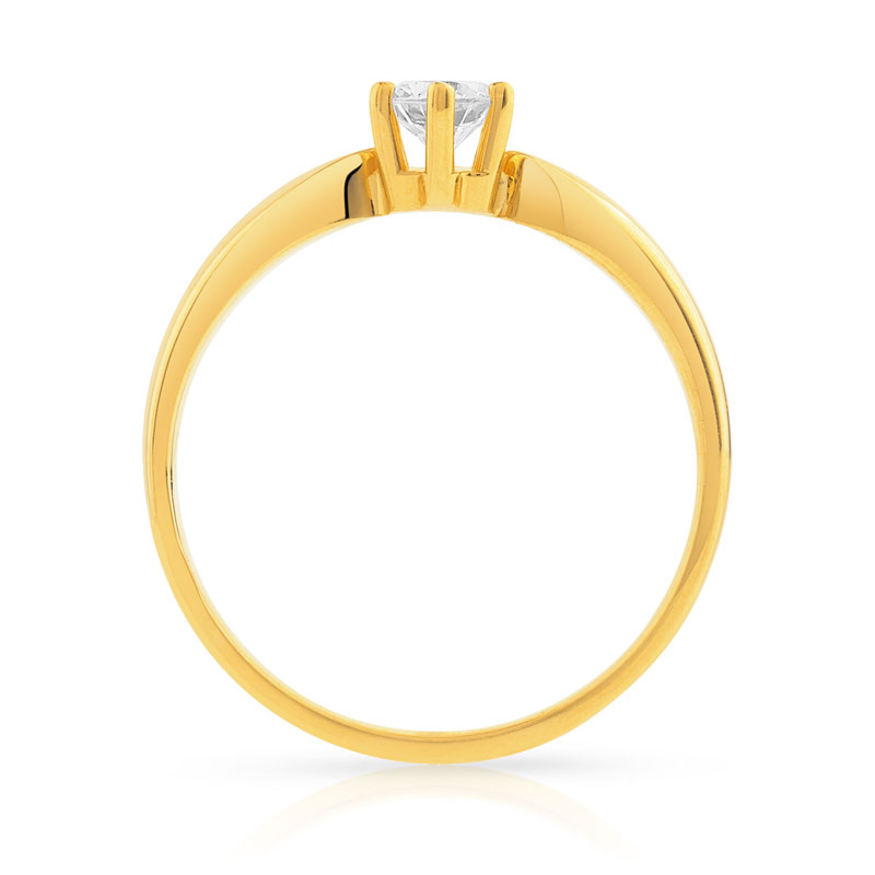 Bague solitaire or 750 jaune diamant 30/100e de carat - vue 2