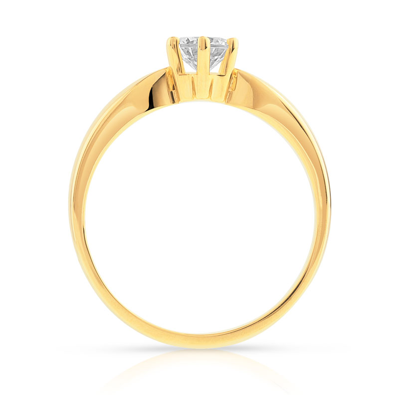Bague solitaire or 750 jaune diamant 40/100e de carat - vue 2