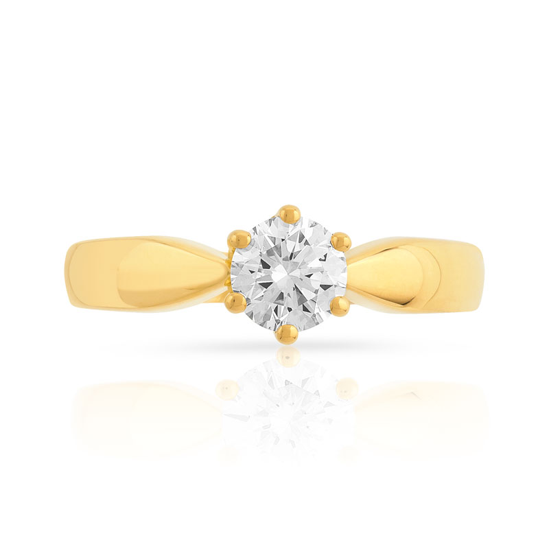 Bague solitaire or 750 jaune diamant 50/100e de carat - vue 3