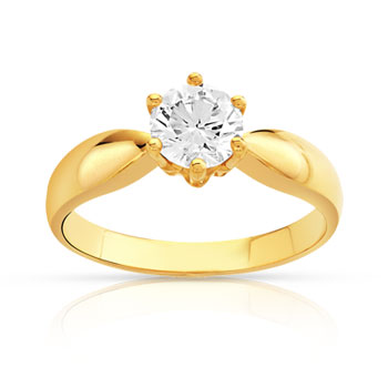 Bague solitaire or 750 jaune diamant 80/100e de carat