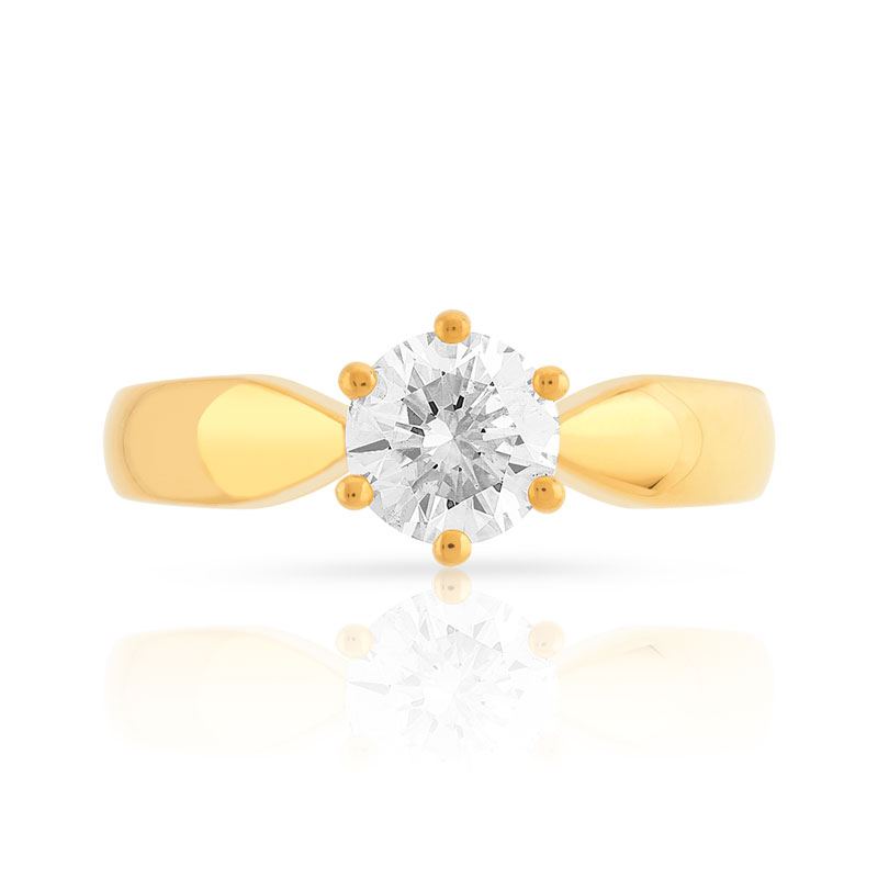 Bague solitaire or 750 jaune diamant 80/100e de carat - vue 3