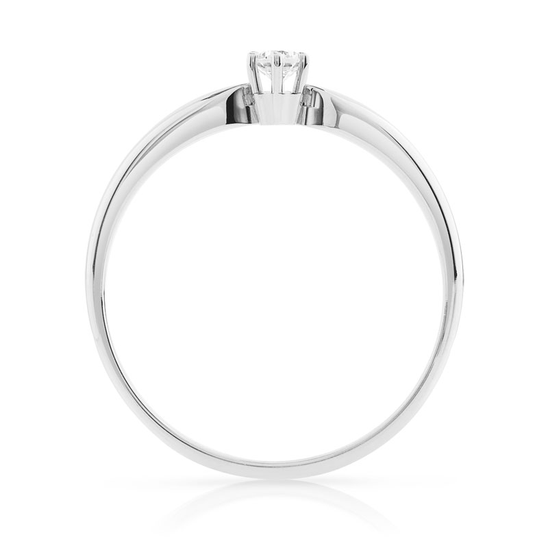 Bague solitaire or 750 blanc diamant 10/100e de carat - vue 2