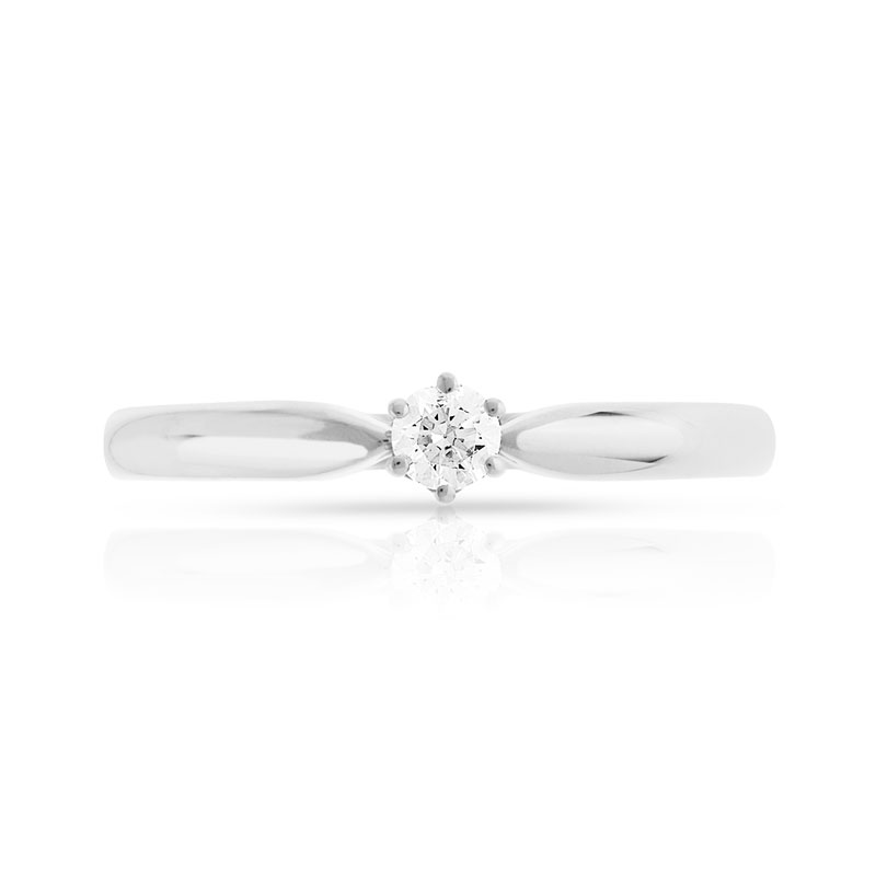 Bague solitaire or 750 blanc diamant 10/100e de carat - vue 3