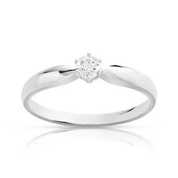 Bague solitaire or 750 blanc diamant 15/100e de carat