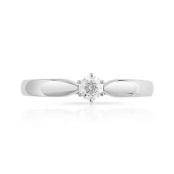 Bague solitaire or 750 blanc diamant 15/100e de carat