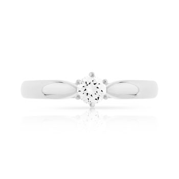 Bague solitaire or 750 blanc diamant 20/100e de carat
