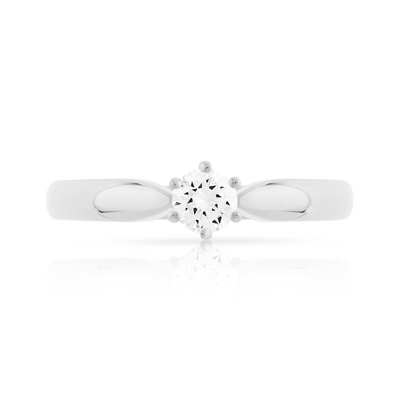 Bague solitaire or 750 blanc diamant 20/100e de carat - vue 3