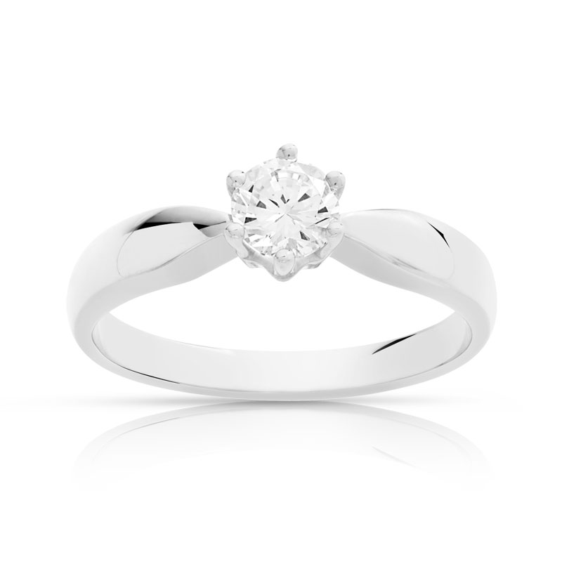Bague solitaire or 750 blanc diamant 40/100e de carat