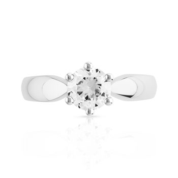 Bague solitaire or 750 blanc diamant 80/100e de carat