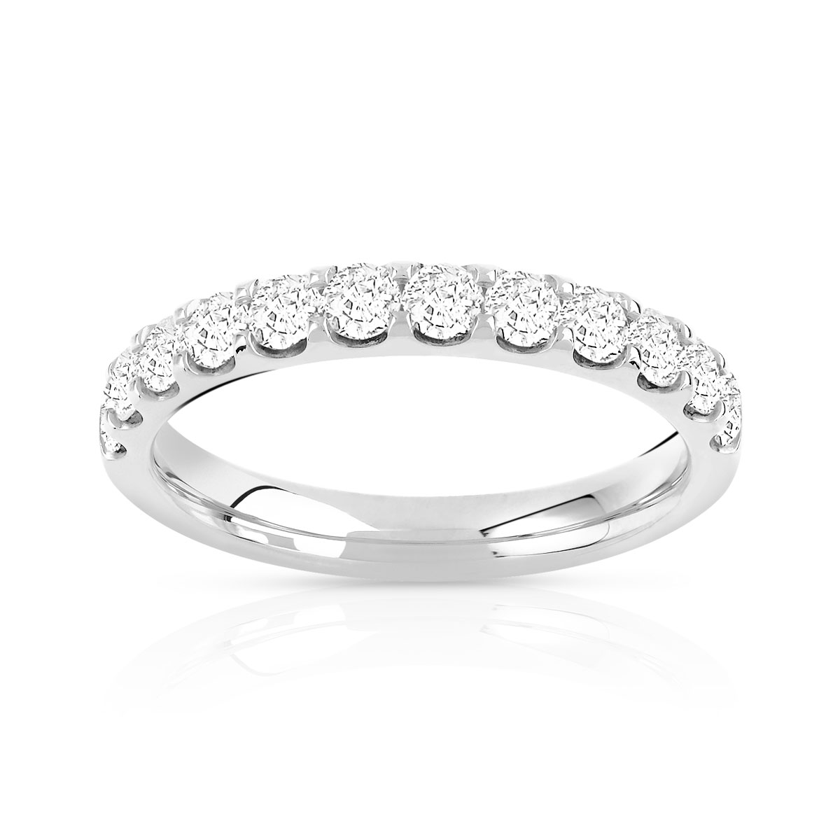 Alliance demi-tour or 750 blanc diamant H/SI