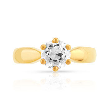 Bague solitaire or 750 jaune diamant 1 carat H/P1