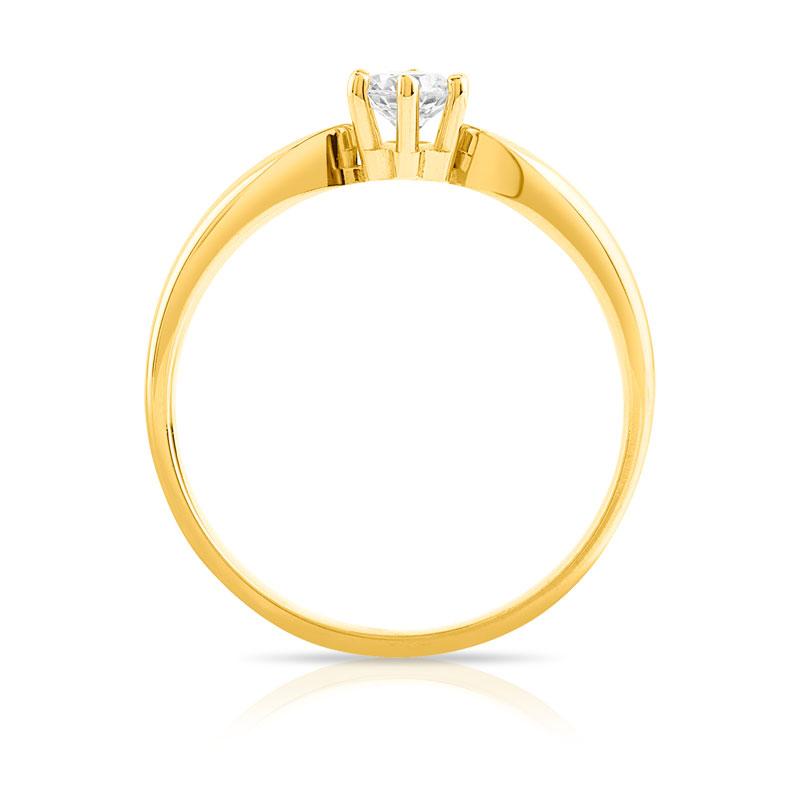 Bague solitaire or 750 jaune diamant 25/100e de carat - vue 2