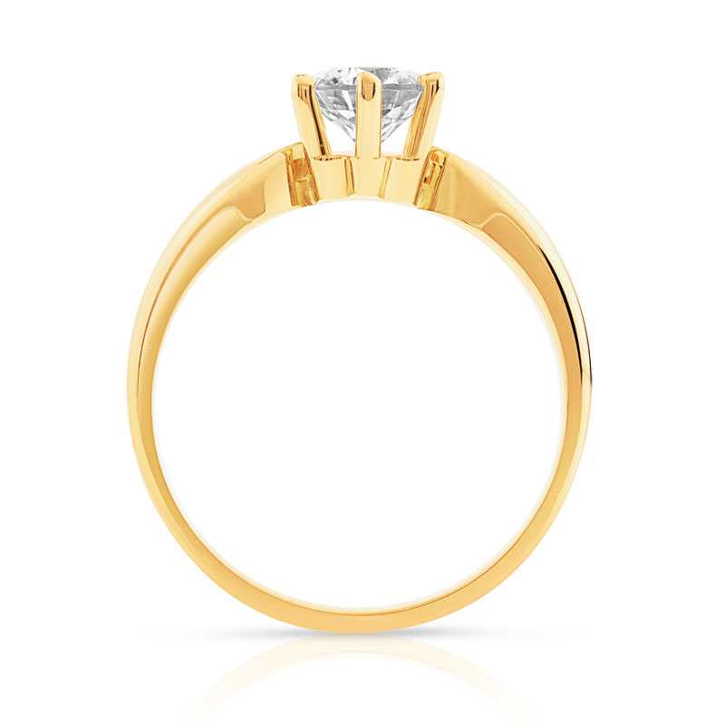 Bague solitaire or 750 jaune diamant 70/100e de carat - vue 2