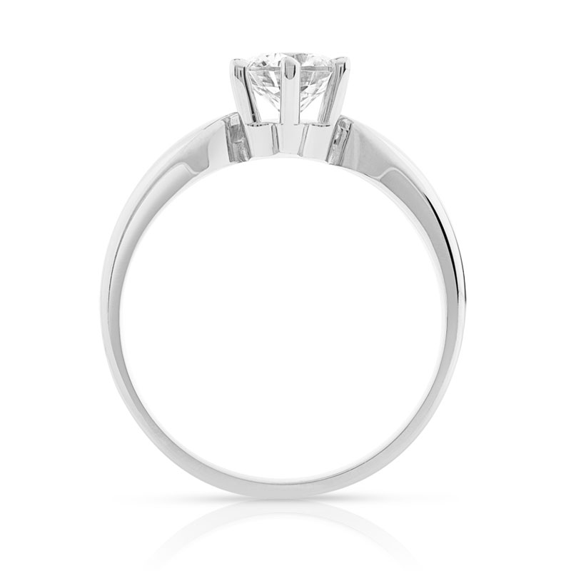 Bague solitaire or 750 blanc diamant 70/100e de carat - vue 2