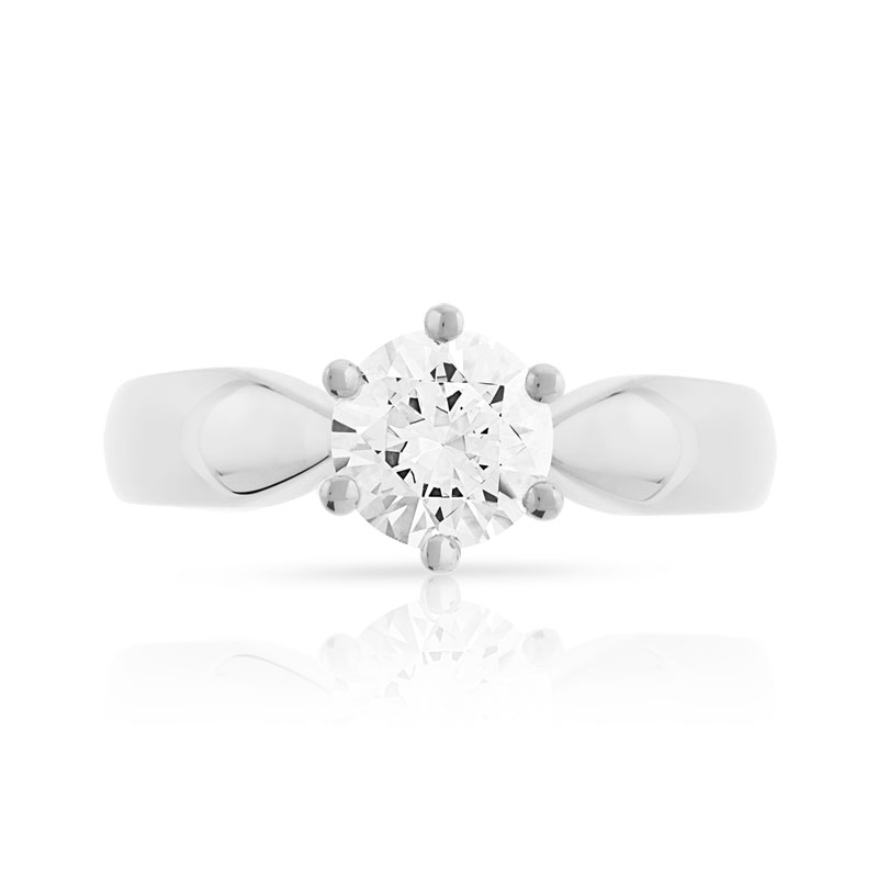Bague solitaire or 750 blanc diamant 70/100e de carat - vue 3