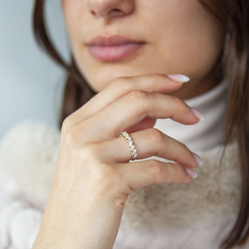 Bague or jaune 375, zirconias