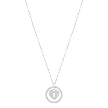 Collier acier maille forçat coeur 48 cm