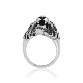 Bague acier tête de lion