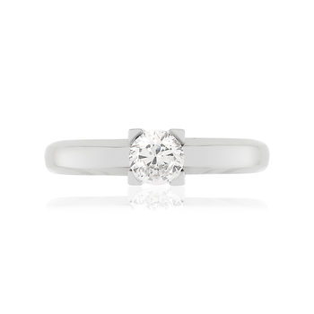 Solitaire or blanc 750 diamant 0.50 carat H/SI