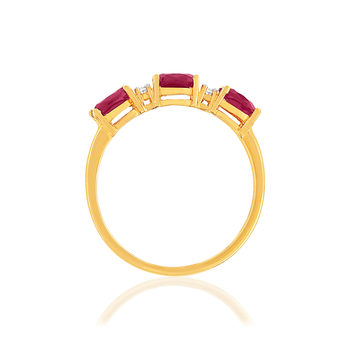 Bague or jaune 375 rubis diamants