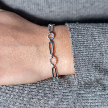 Bracelet argent 925, zirconias 19 cm