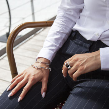 Bracelet argent 925, zirconias 19 cm