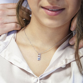 925 silver zirconia chain necklace 45 cm