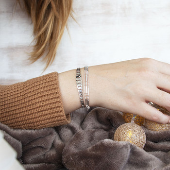 Bracelet rigide argent 925 motif maille gourmette