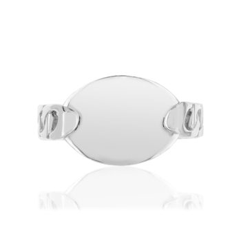 Bague argent 925, plaque ovale, motif maille gourmette