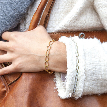 Bracelet plaqué or maille losange 19 cm.