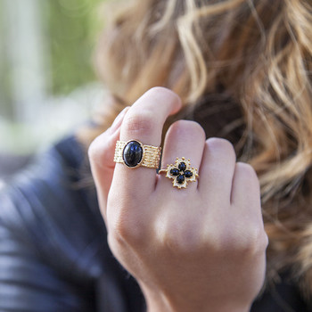 Bague plaqué or agate