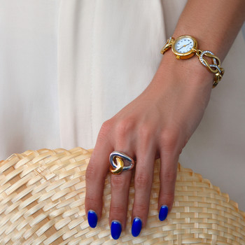 Bague plaqué or 2 tons volute