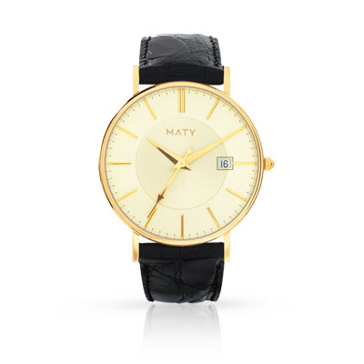 Montre homme or 750 bracelet cuir