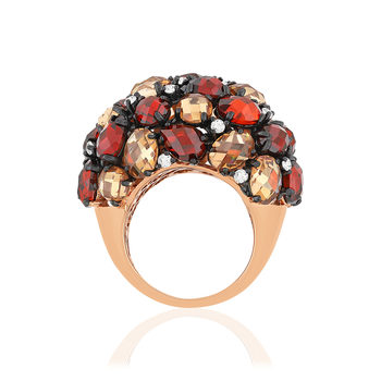 Bague argent 925 rosé zirconias multicolores