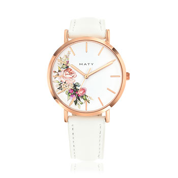 Montre dorée rose bracelet cuir