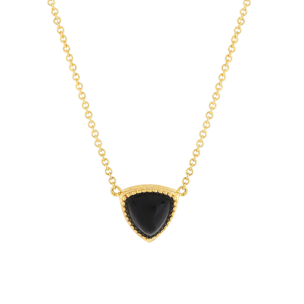 Collier plaqué or triangle onyx 45 cm