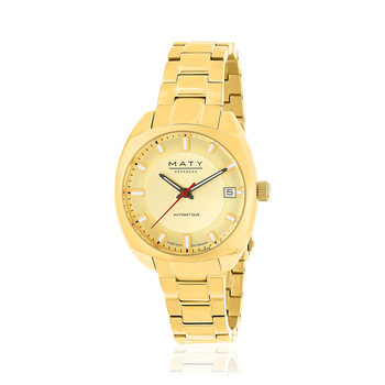 Montre mixte automatique acier doré bracelet acier doré