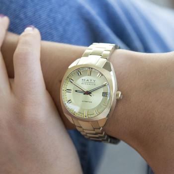 Montre mixte automatique acier doré bracelet acier doré