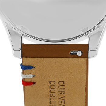 Montre homme acier bracelet cuir marron