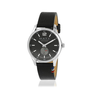 Montre homme acier bracelet cuir noir