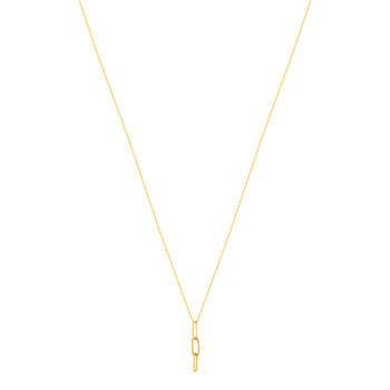 Collier or jaune 375, pendants 3 maillons striés. Longueur 43 cm.